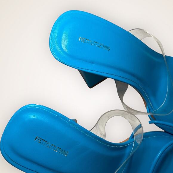 PrettyLittleThing Women’s 6 Blue Clear Strap Block Heel - Picture 6 of 7